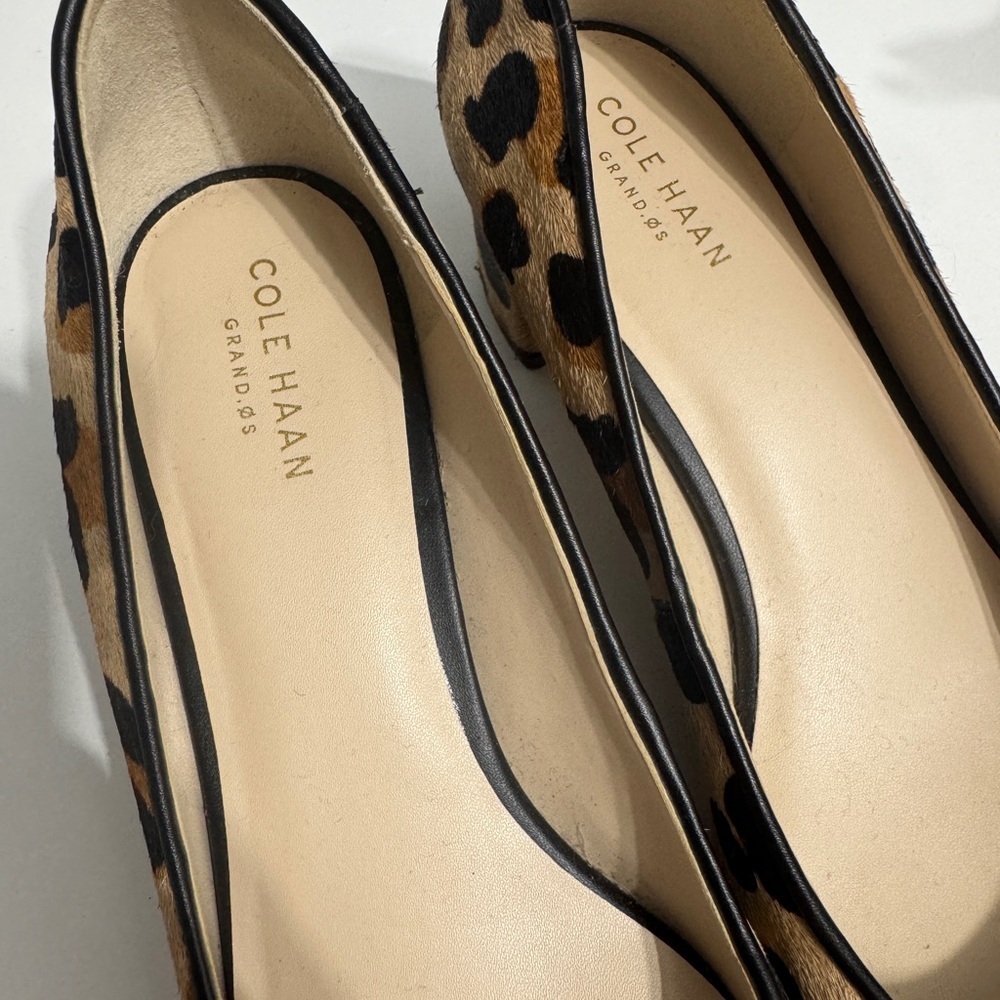 Cole Haan Leopard Print Lesli Calf Hair Heels - Picture 4 of 6